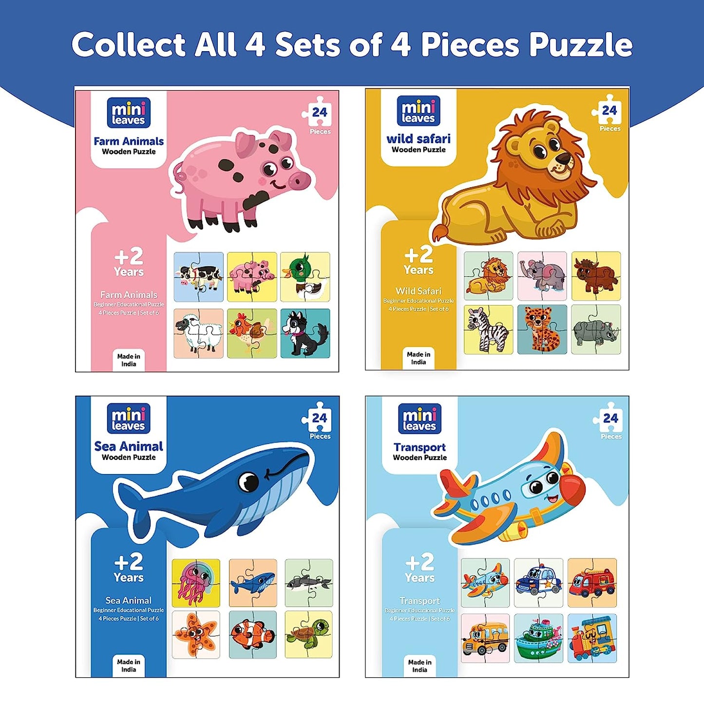 Farm Animal Educational Wooden Puzzle Set