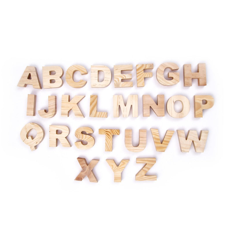 Wooden Alphabets Uppercase, Lowercase & Numerical Numbers - Set of 63 pieces