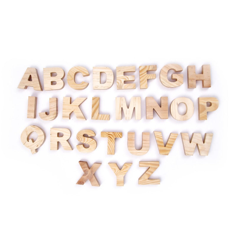Wooden Alphabets Uppercase, Lowercase & Numerical Numbers - Set of 63 pieces