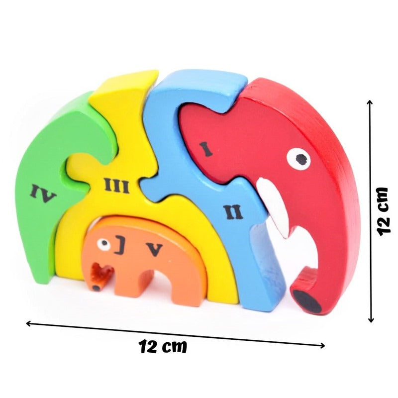 Wooden Elephant Family Puzzle Stacking Toy