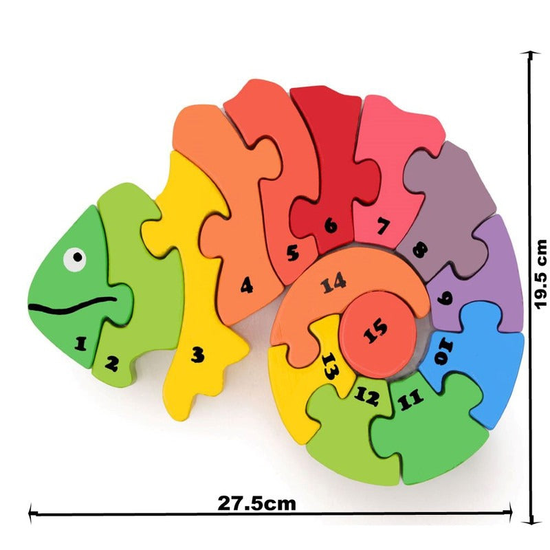 Wooden Chameleon Number Counting Puzzle