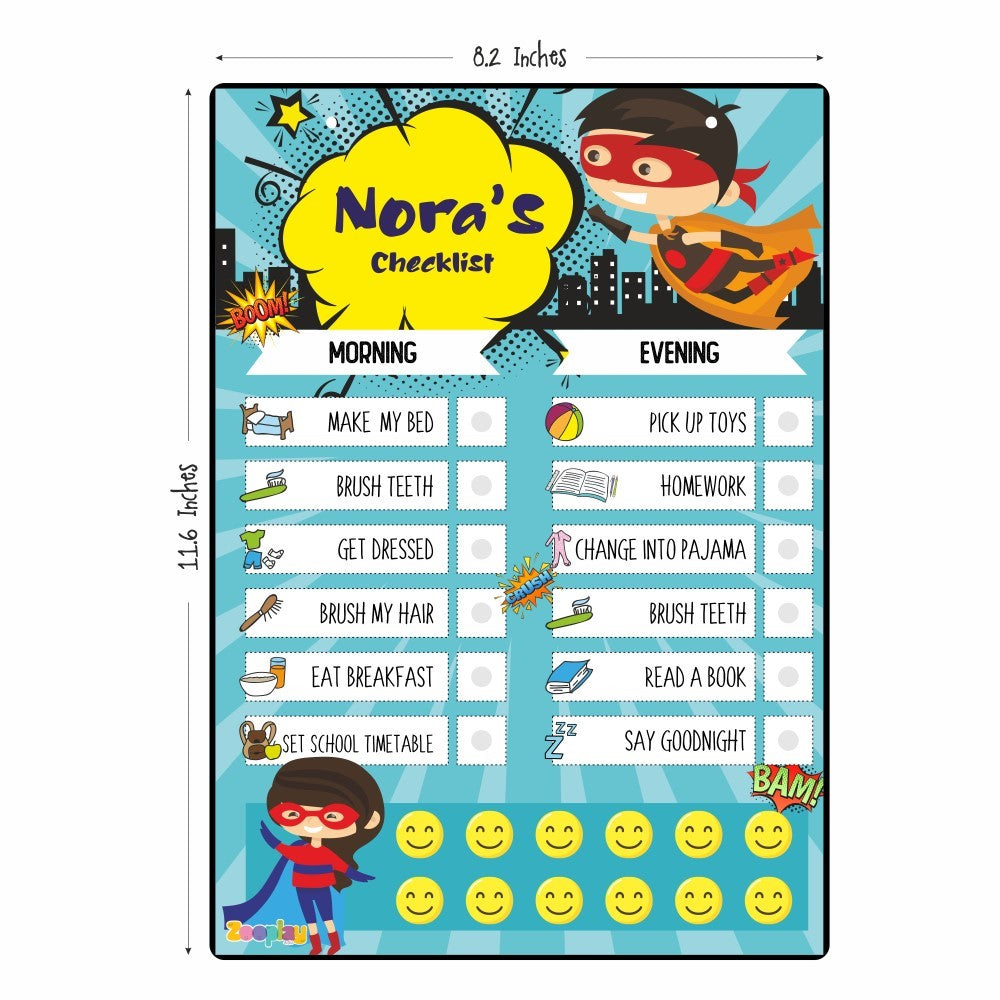 Back view of the reward chart demonstrating versatile hanging options for wall or fridge