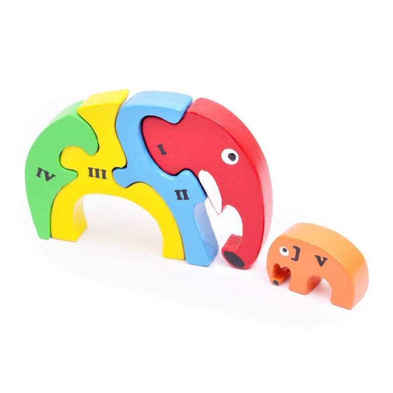 Wooden Elephant Family Puzzle Stacking Toy