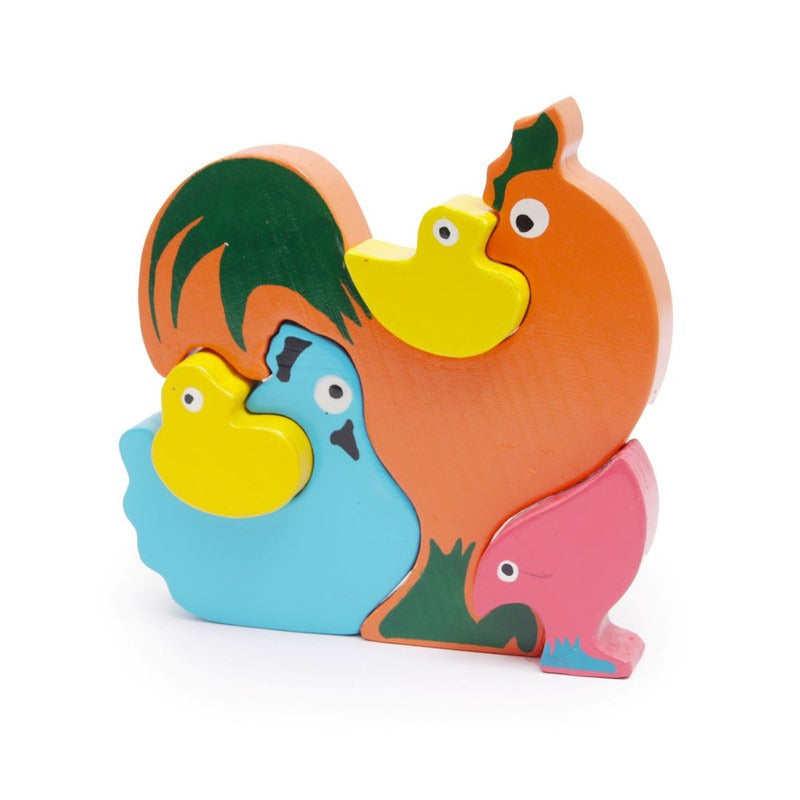 Wooden Chicken Family Puzzle Stacking Toy