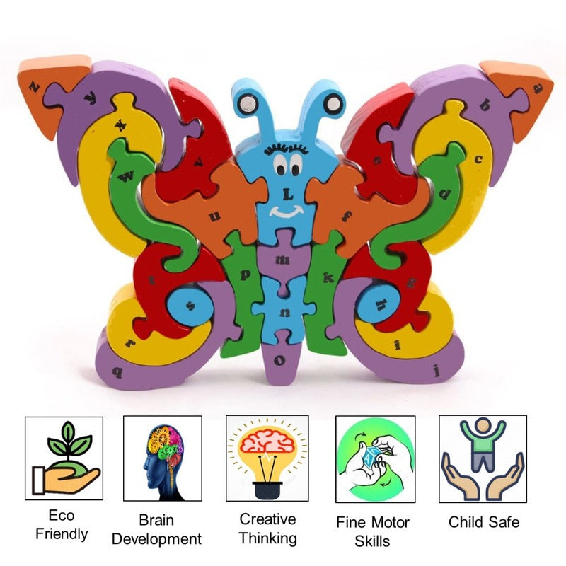 Wooden Butterfly Alphabet Puzzle