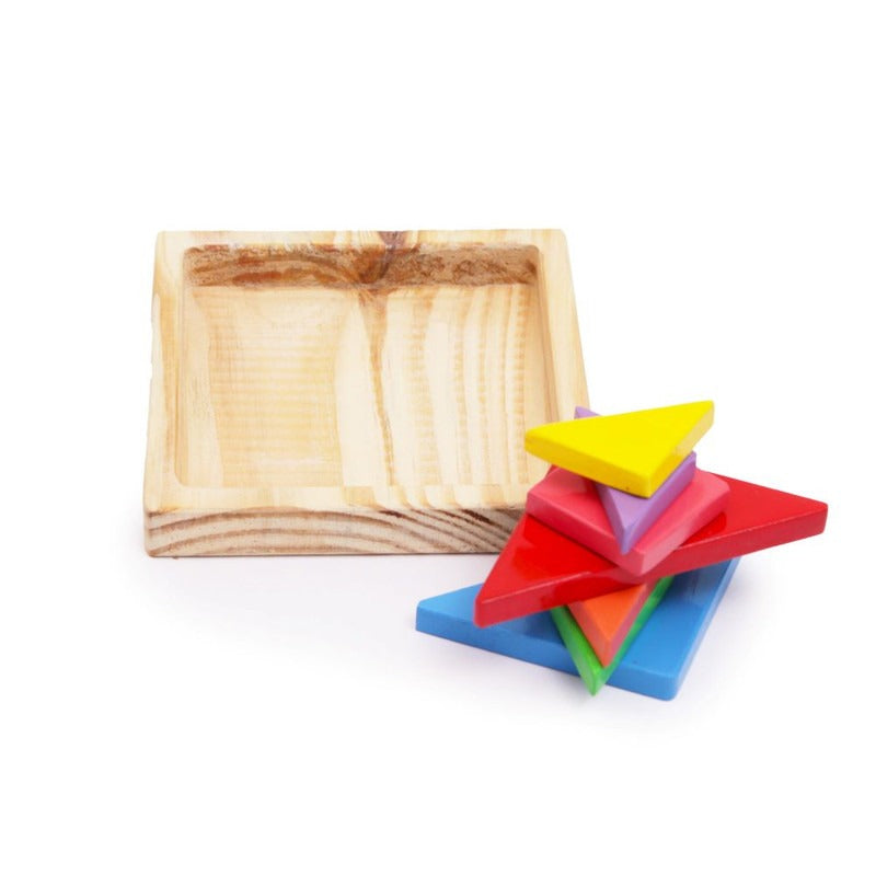 Magnetic Wooden Tangram Puzzle - Set of 7 Pieces
