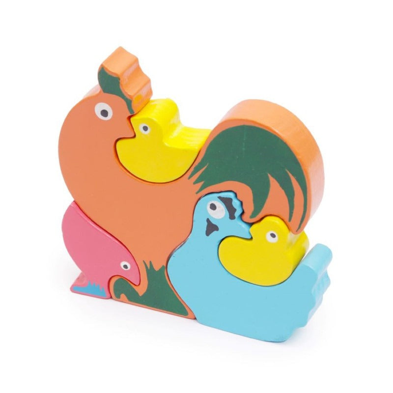 Wooden Chicken Family Puzzle Stacking Toy