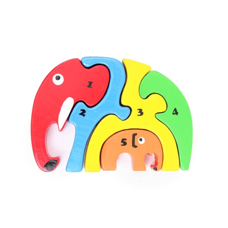 Wooden Elephant Family Puzzle Stacking Toy