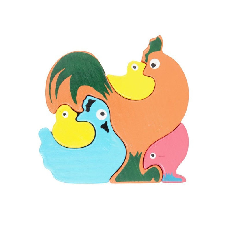 Wooden Chicken Family Puzzle Stacking Toy