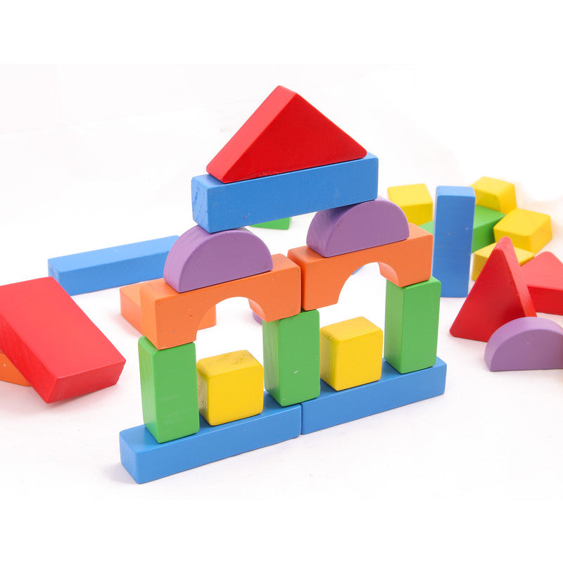 Wooden Basic Shapes Building Blocks - Set of 36 Pieces