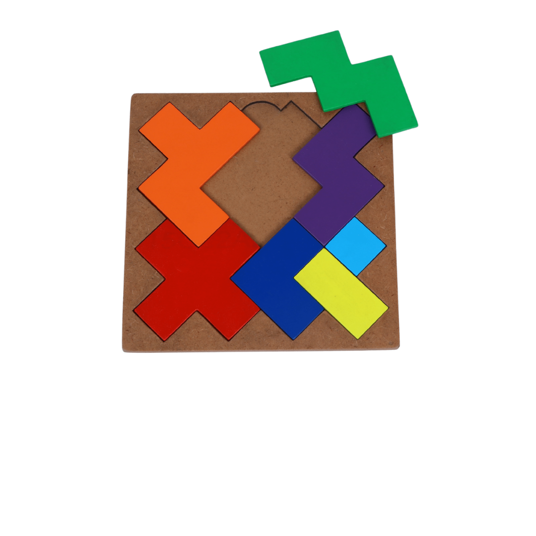 Wooden Tetragram Brain Puzzle Game