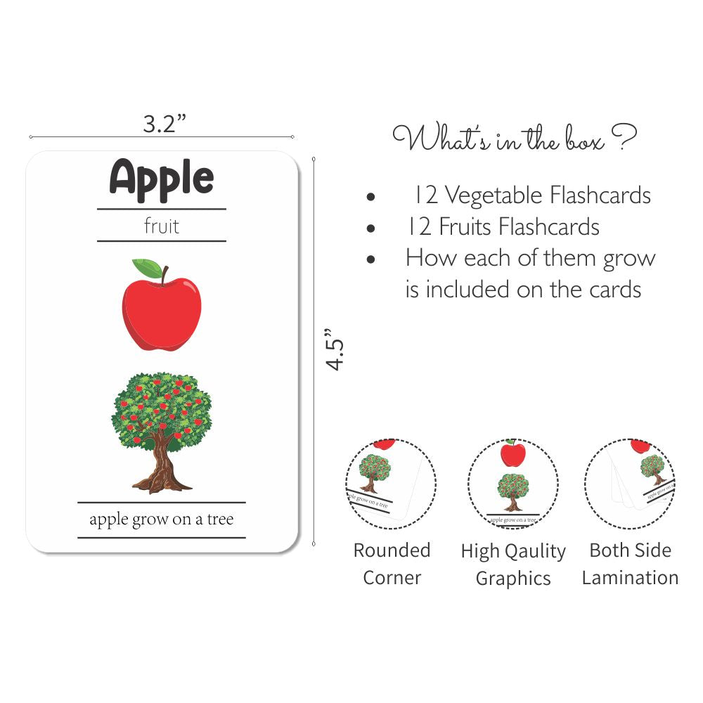 Fruits and Vegetables Flashcards - Pack of 24