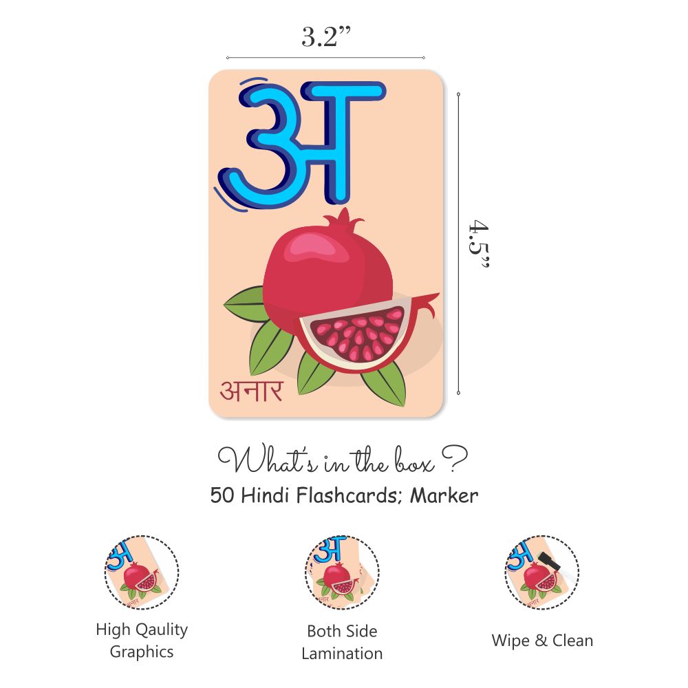 Hindi Flashcards with Activity (Pack of 50 Cards)