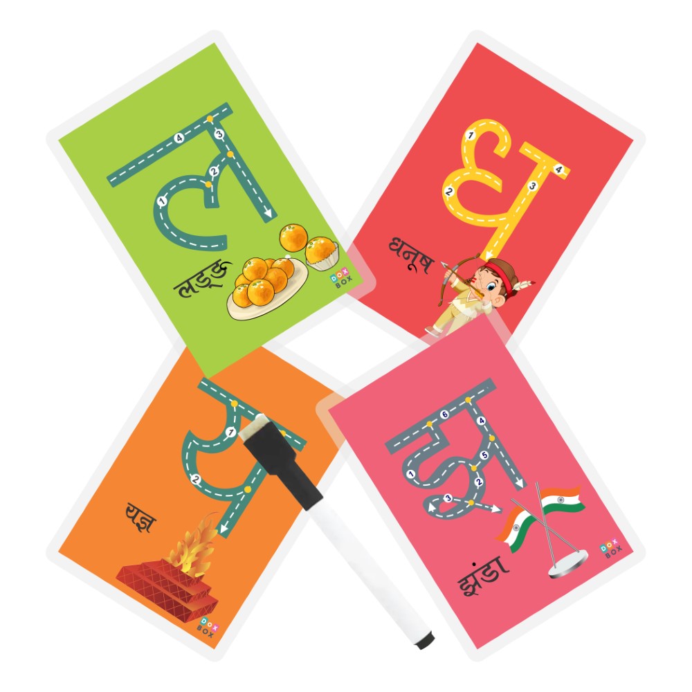 Buy Hindi Swar and Vyanjan Wipe and Clean Flashcards - SkilloToys.com- Letters with Image