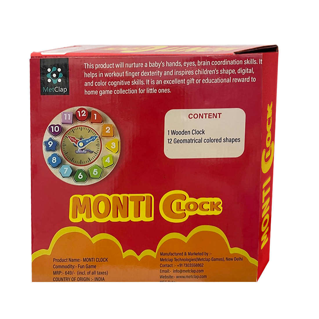 Learning Monti Clock Activity Toy for Kids