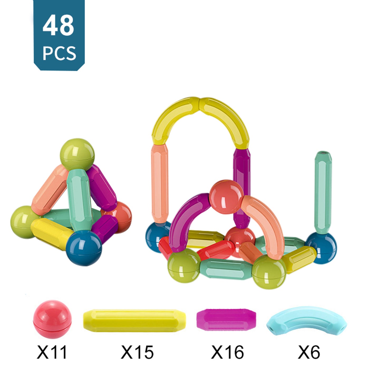 Magnetic Stick and Balls Set - Set of 50 PCS