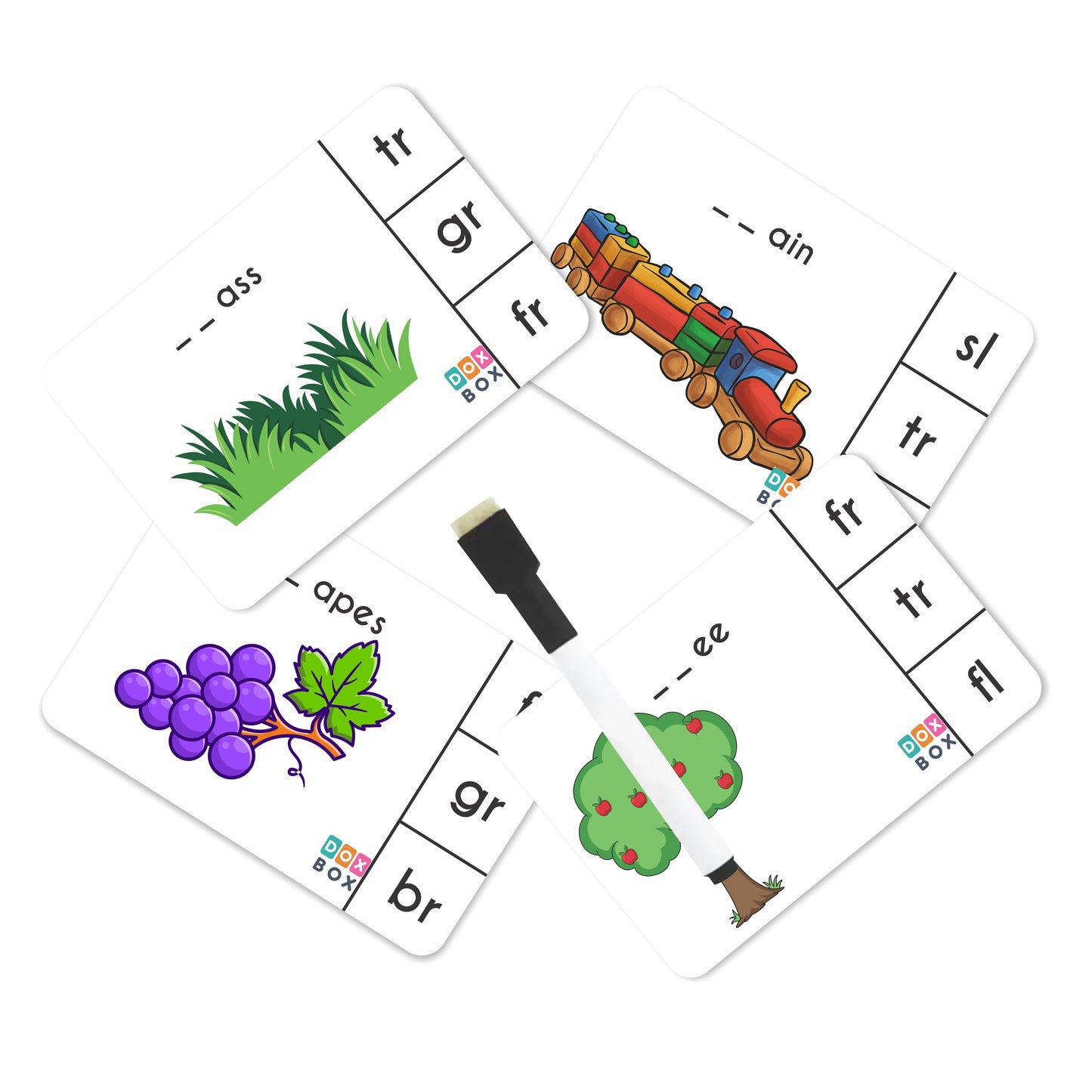 Phonics Blends and Diagraphs Activity Flashcards - Pack of 32