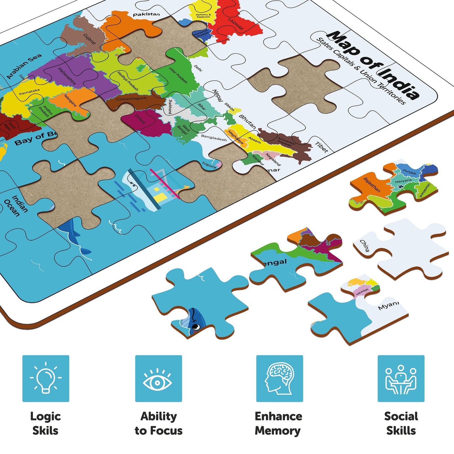 Premium Wood India Map Puzzle
