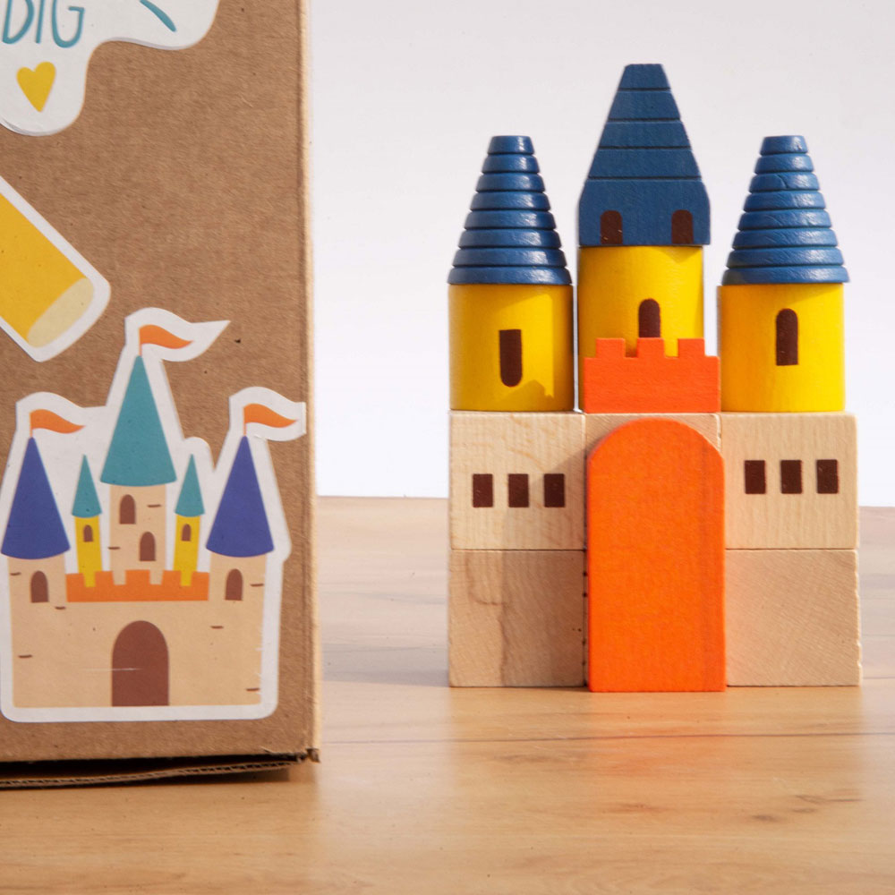 The Builder Wooden Toy Blocks - Set of 24 PCS