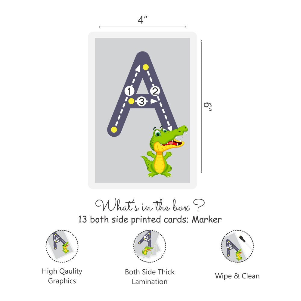 Buy Uppercase ABC Rewritable Flashcards Tracing Mats - SkilloToys.co - In The Box