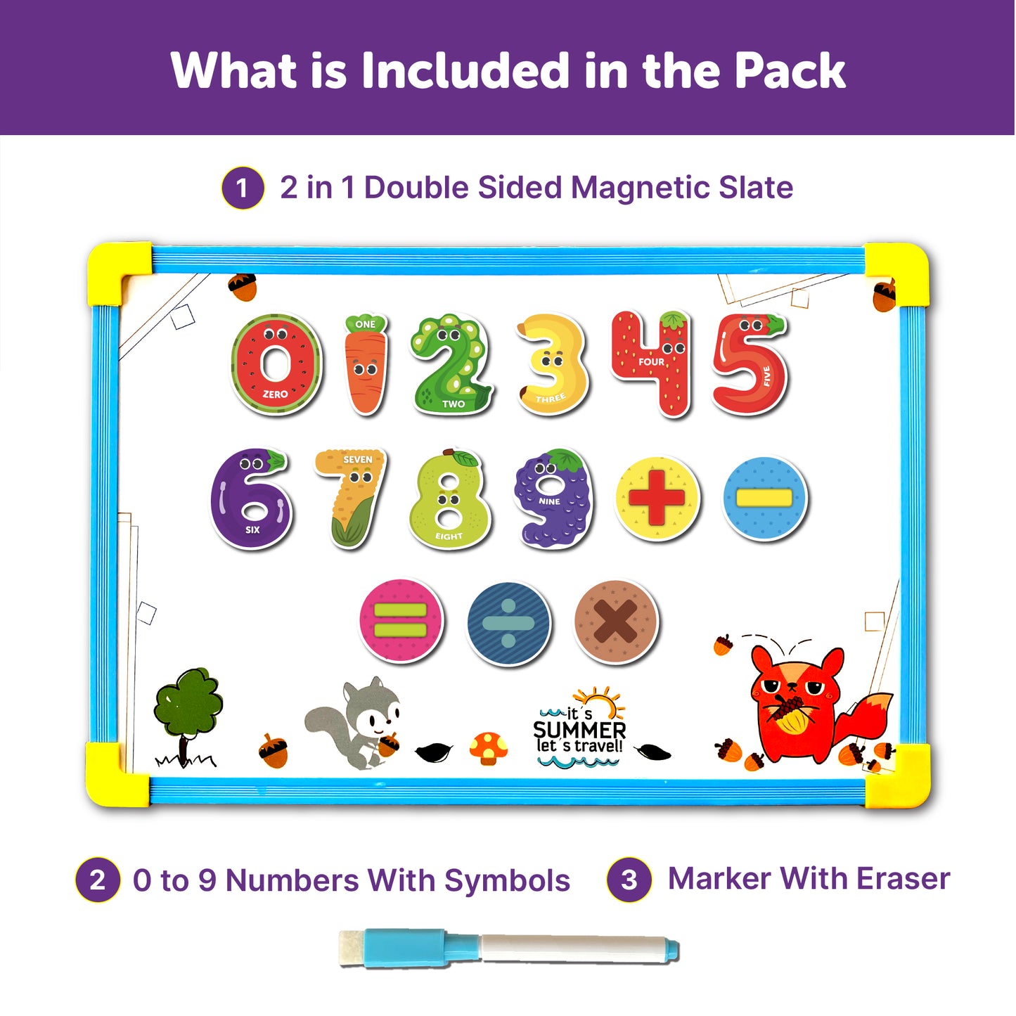 Wooden 2 In 1 Magnetic Wipe Off Learning Set