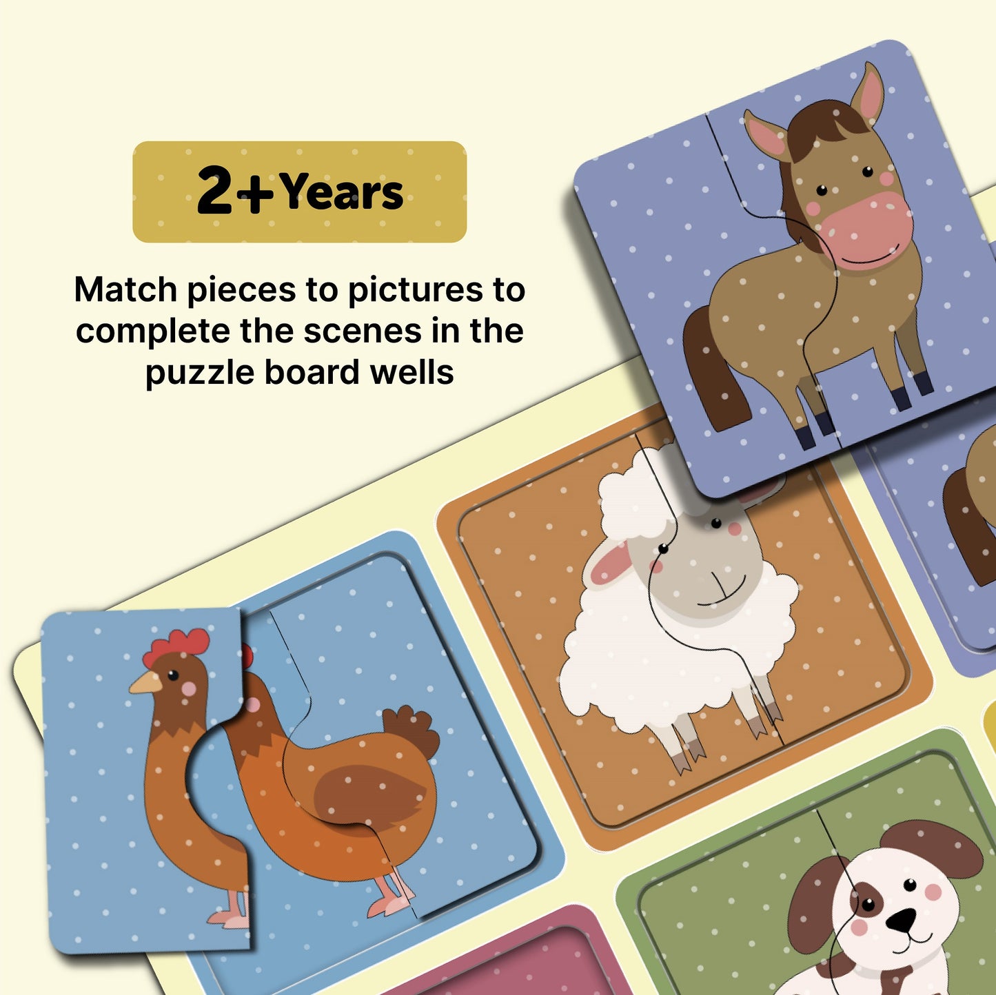 Wooden 2 Piece Farm Animal Puzzle