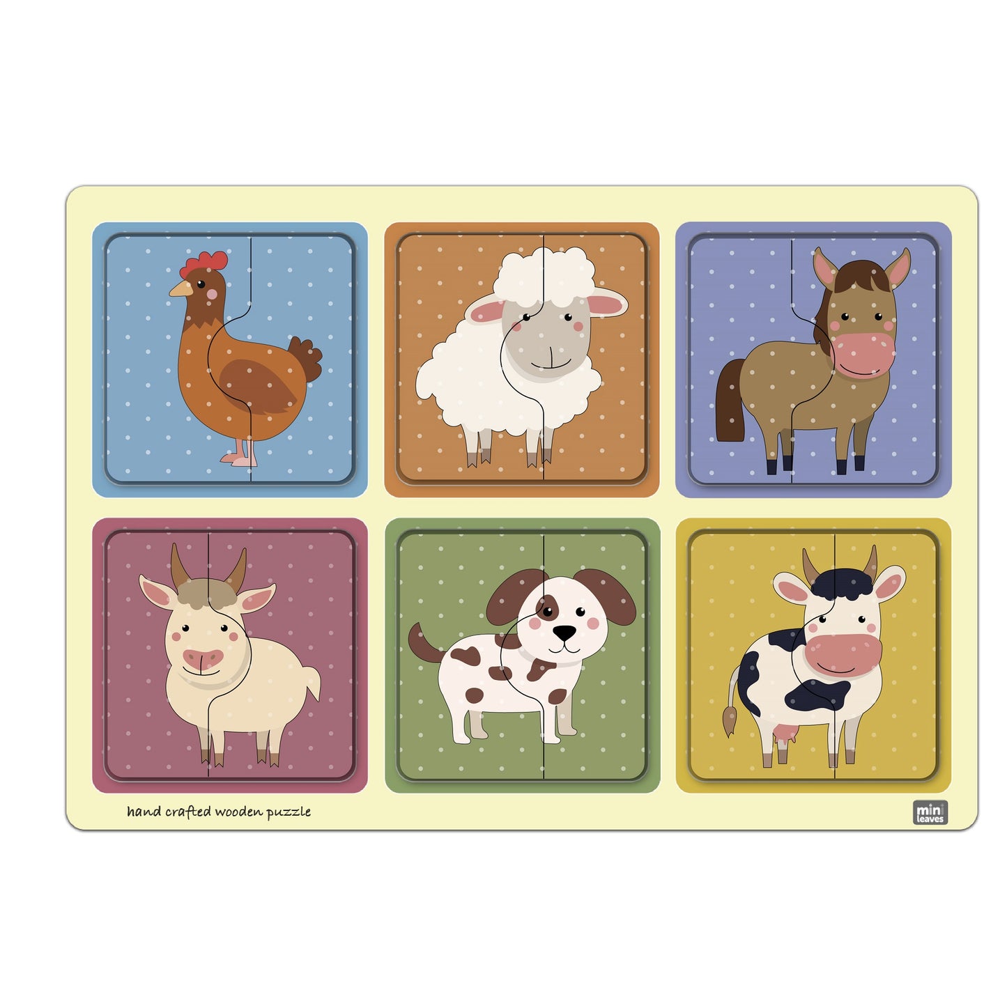 Wooden 2 Piece Farm Animal Puzzle