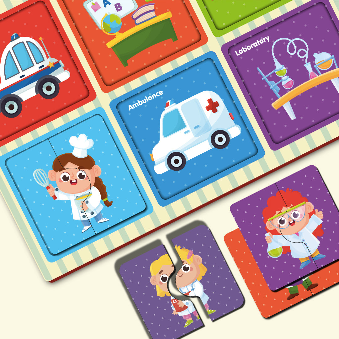 Wooden 2 Piece Professions Puzzle