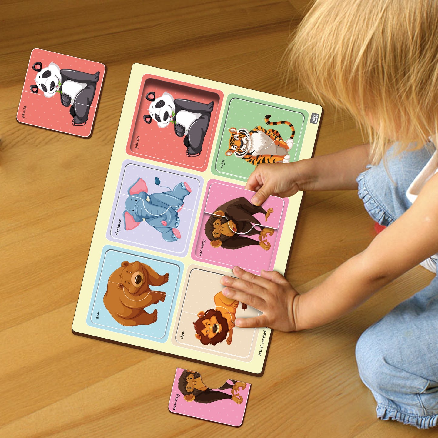 Wooden 2 Piece Safari Animal Friends Puzzle