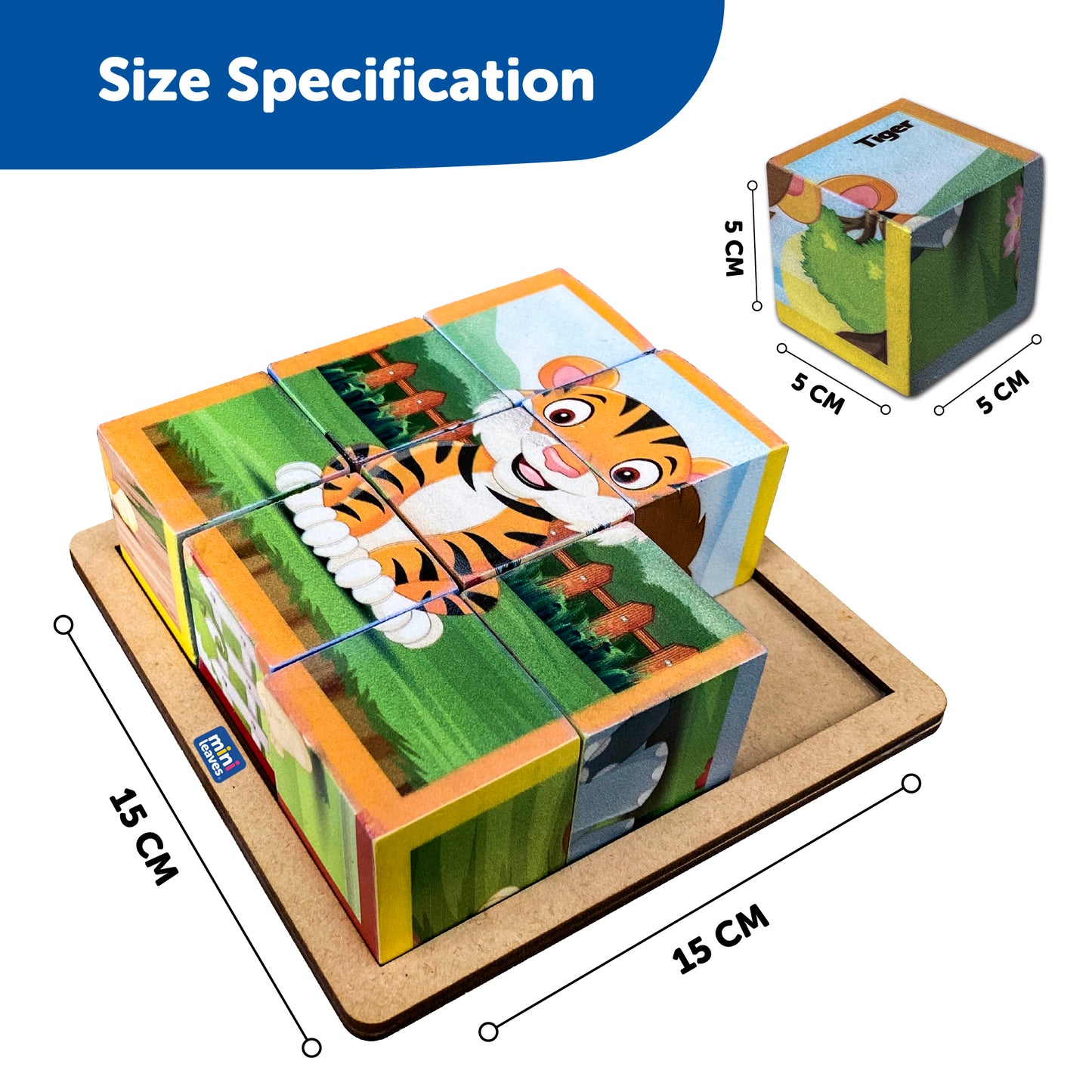 Wooden 3D Six Slides Animal Puzzle