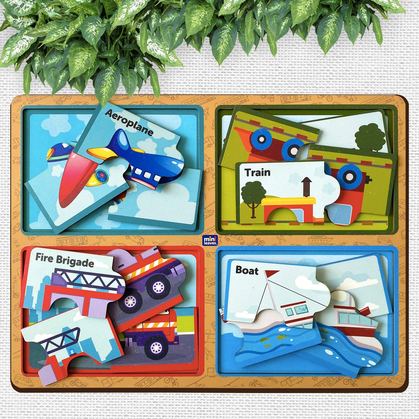 Wooden 4 Piece Vehicle Puzzle