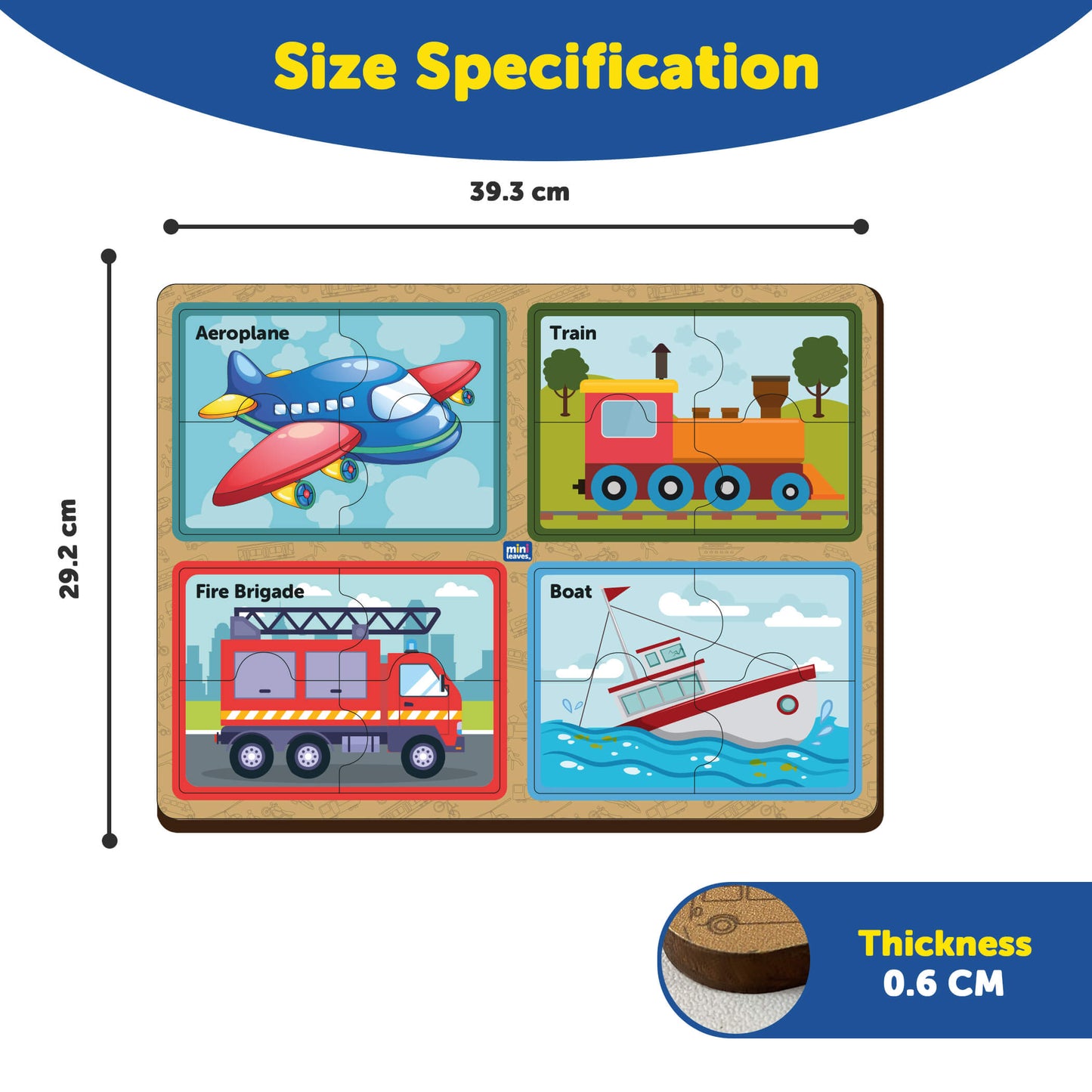 Wooden 4 Piece Vehicle Puzzle