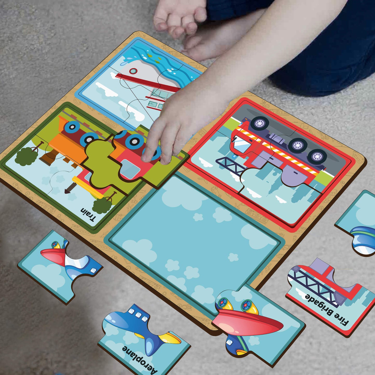 Wooden 4 Piece Vehicle Puzzle