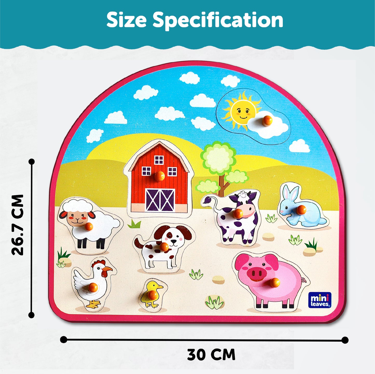 Wooden Animal Barnyard Peg Board Puzzle