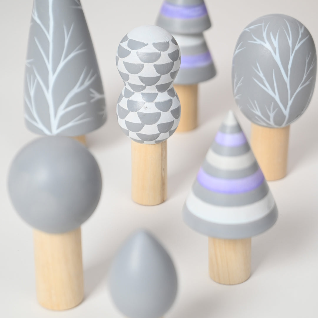 Wooden Arctic Forest Tree Toy Set