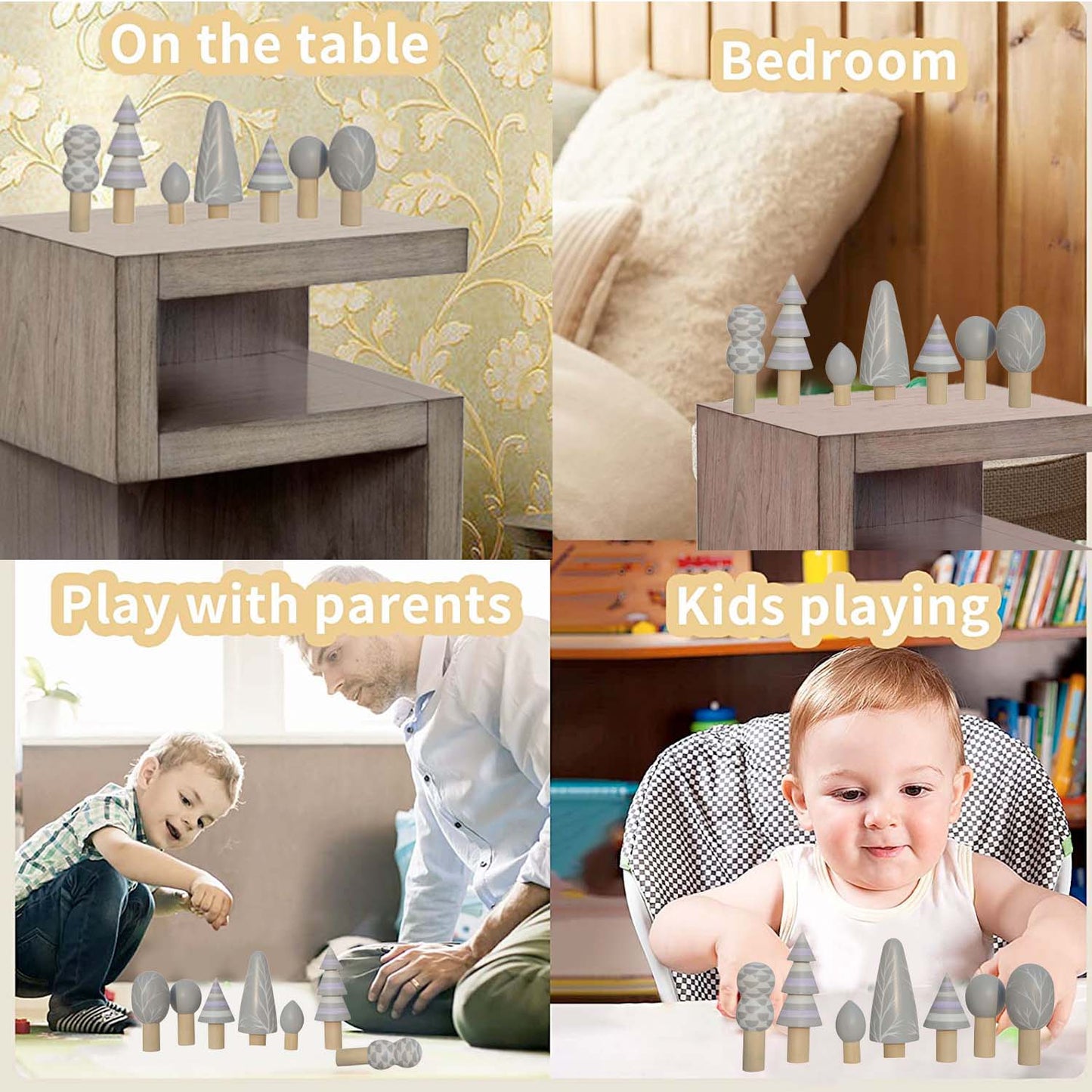 Wooden Arctic Forest Tree Toy Set