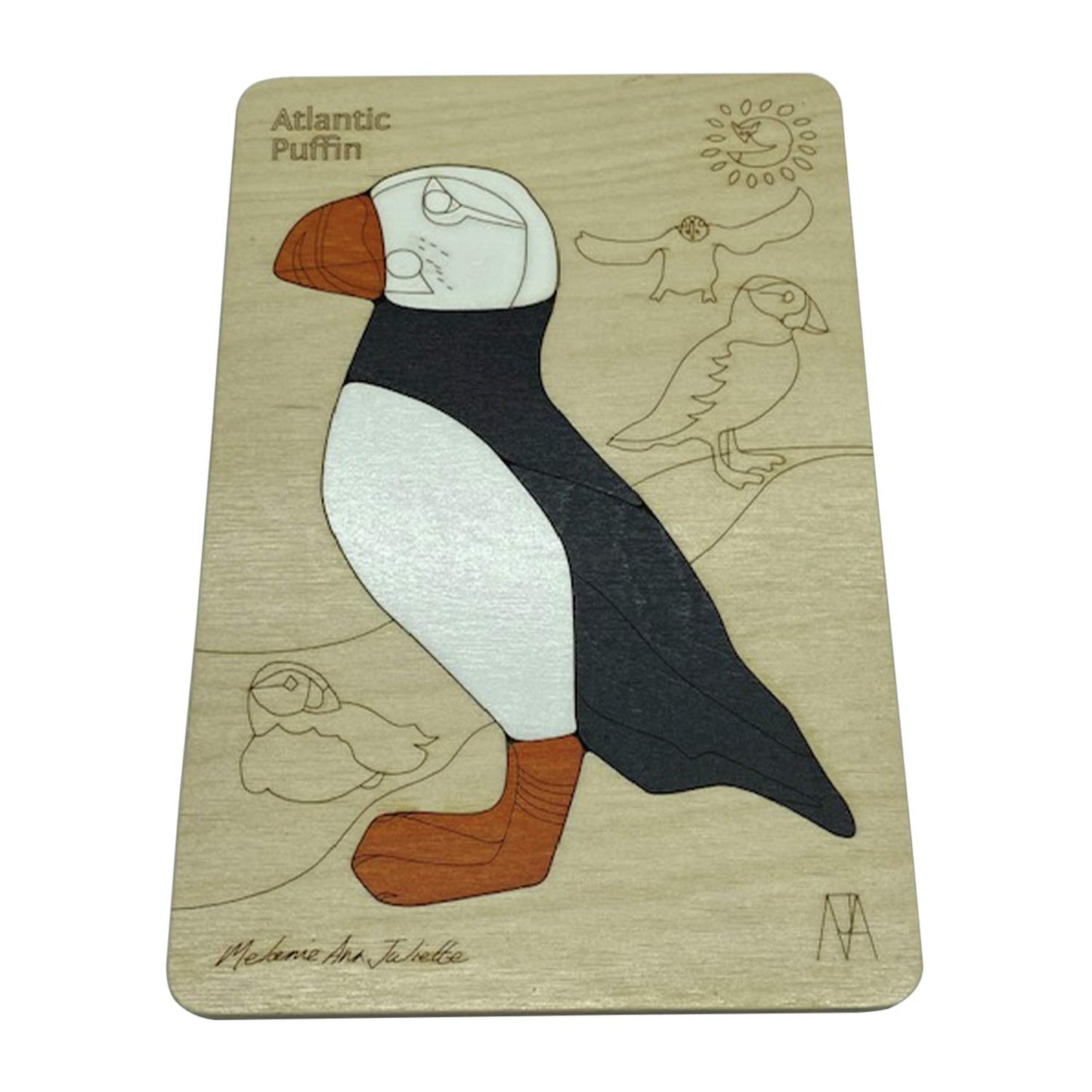 Wooden Atlantic Puffin Puzzle Board
