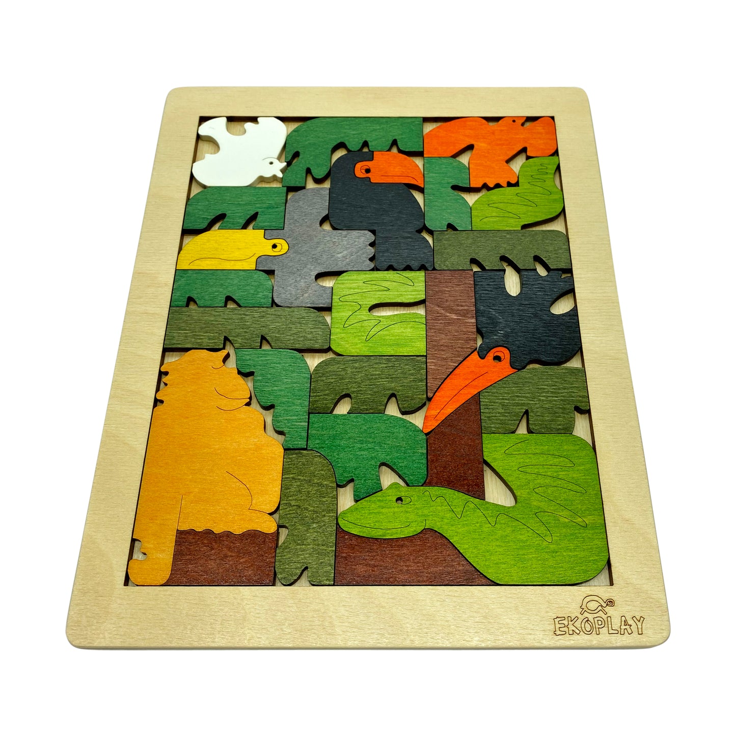 Wooden Brain Teaser Hornbill Fun Puzzle Board