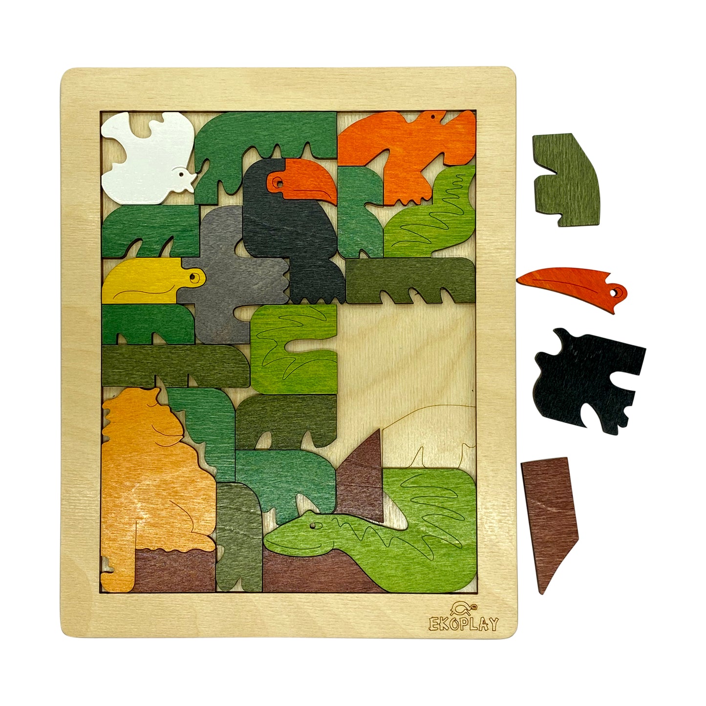 Wooden Brain Teaser Hornbill Fun Puzzle Board