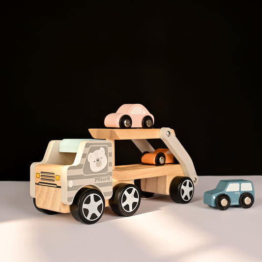 Wooden Car Carrier Truck and Cars Toy Set