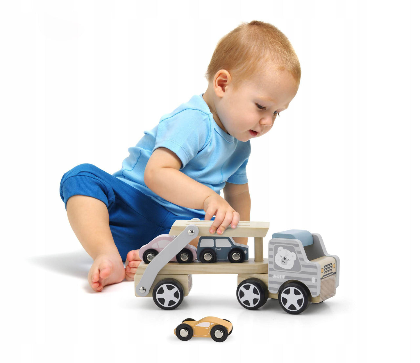 Wooden Car Carrier Truck and Cars Toy Set