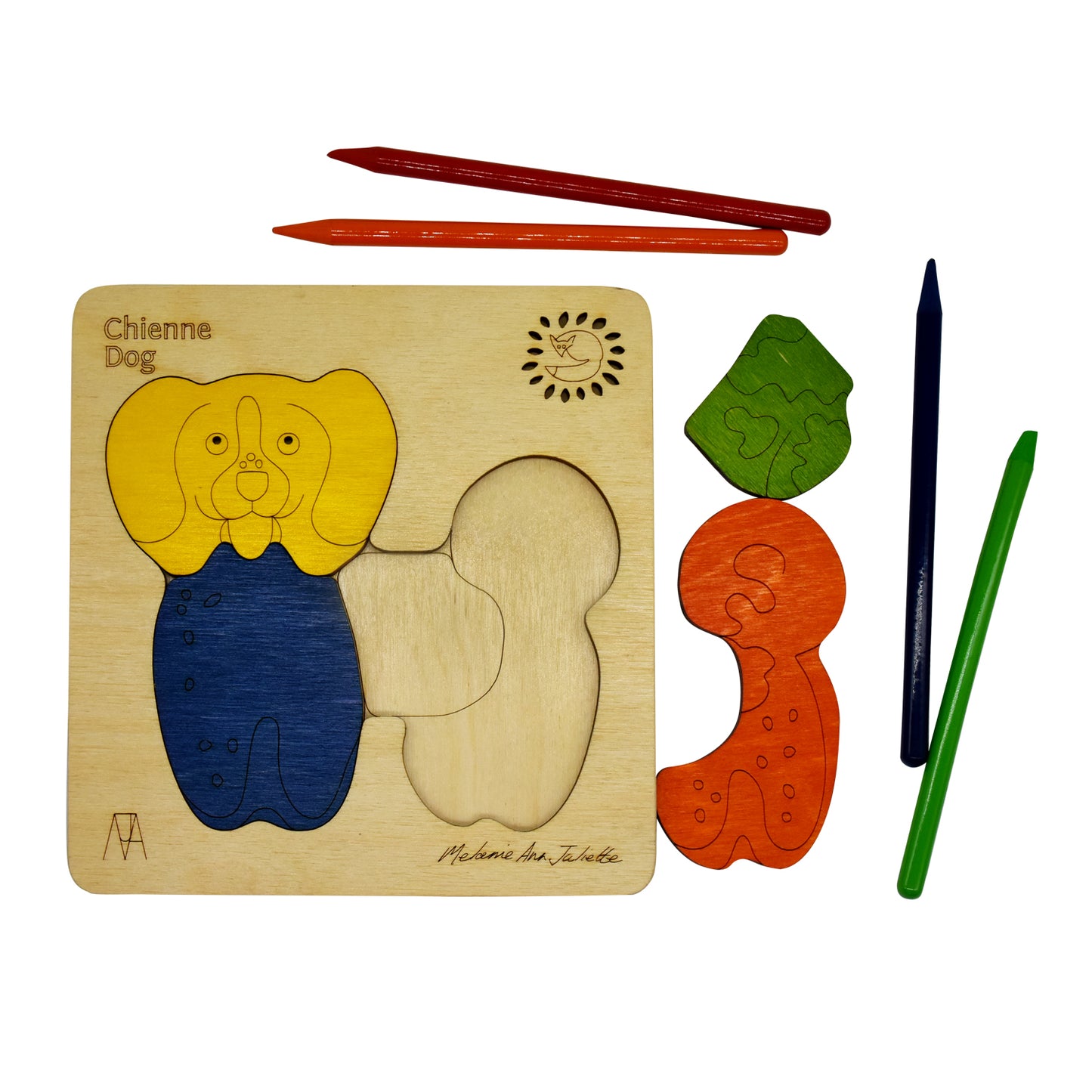 Wooden Chienne Dog Puzzle Board