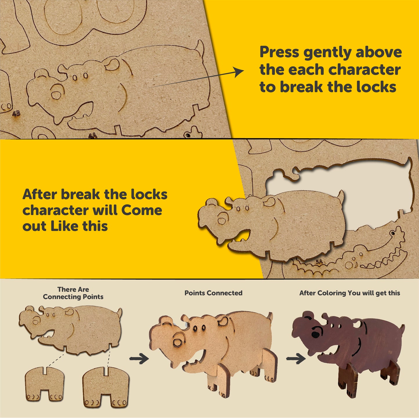 Wooden DIY Animal Art Craft Puzzle Set