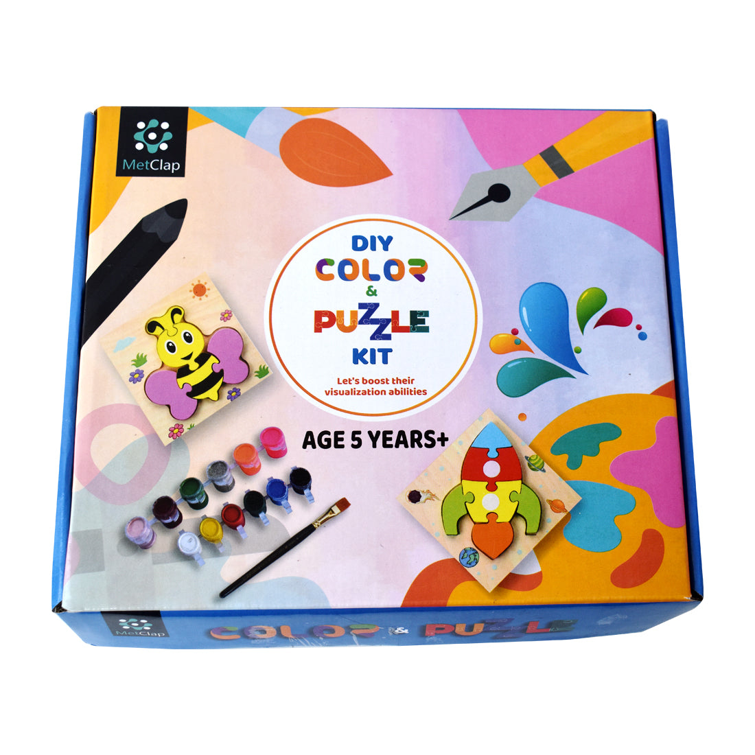 Wooden DIY Color & Animal Puzzle Kit for Kids