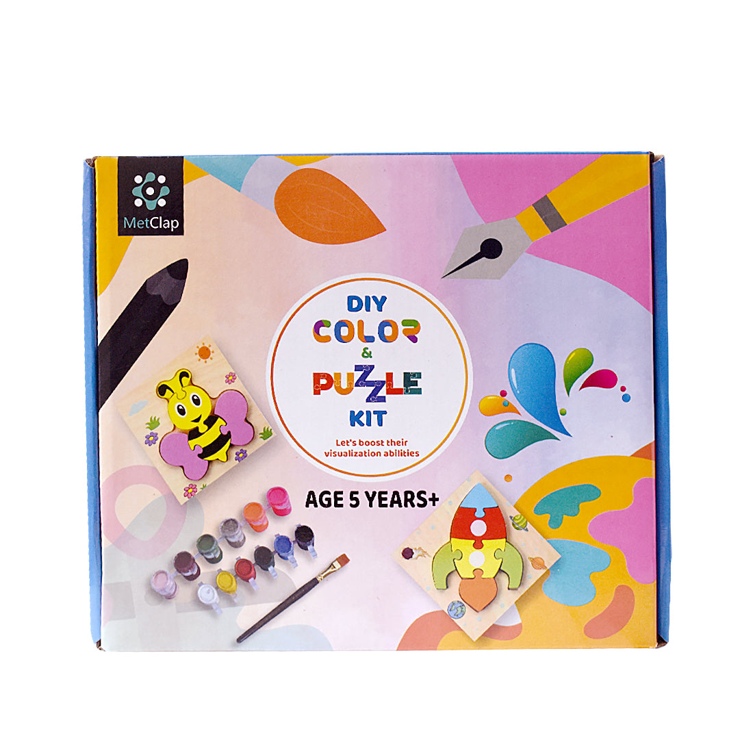 Wooden DIY Color & Animal Puzzle Kit for Kids
