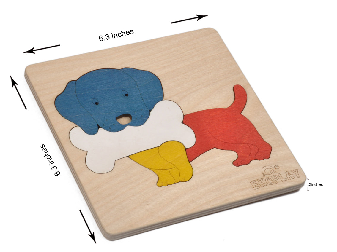 Wooden Dog With a Bone Puzzle Board