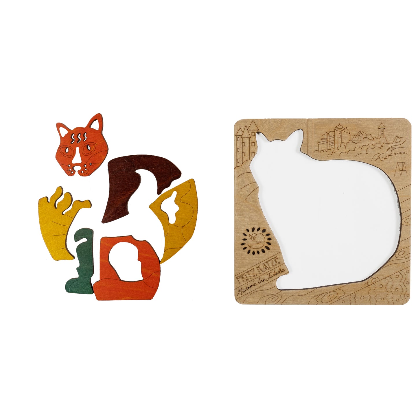 Wooden Fritz Katze Puzzle Board