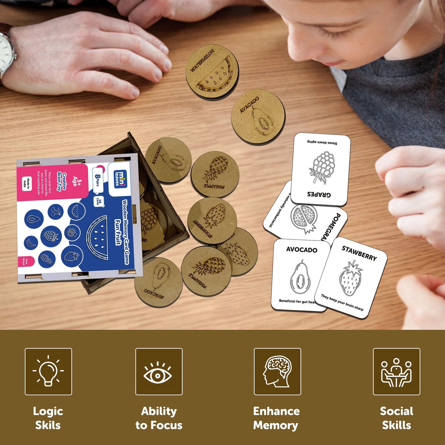 Wooden Fun Fruits Card Game