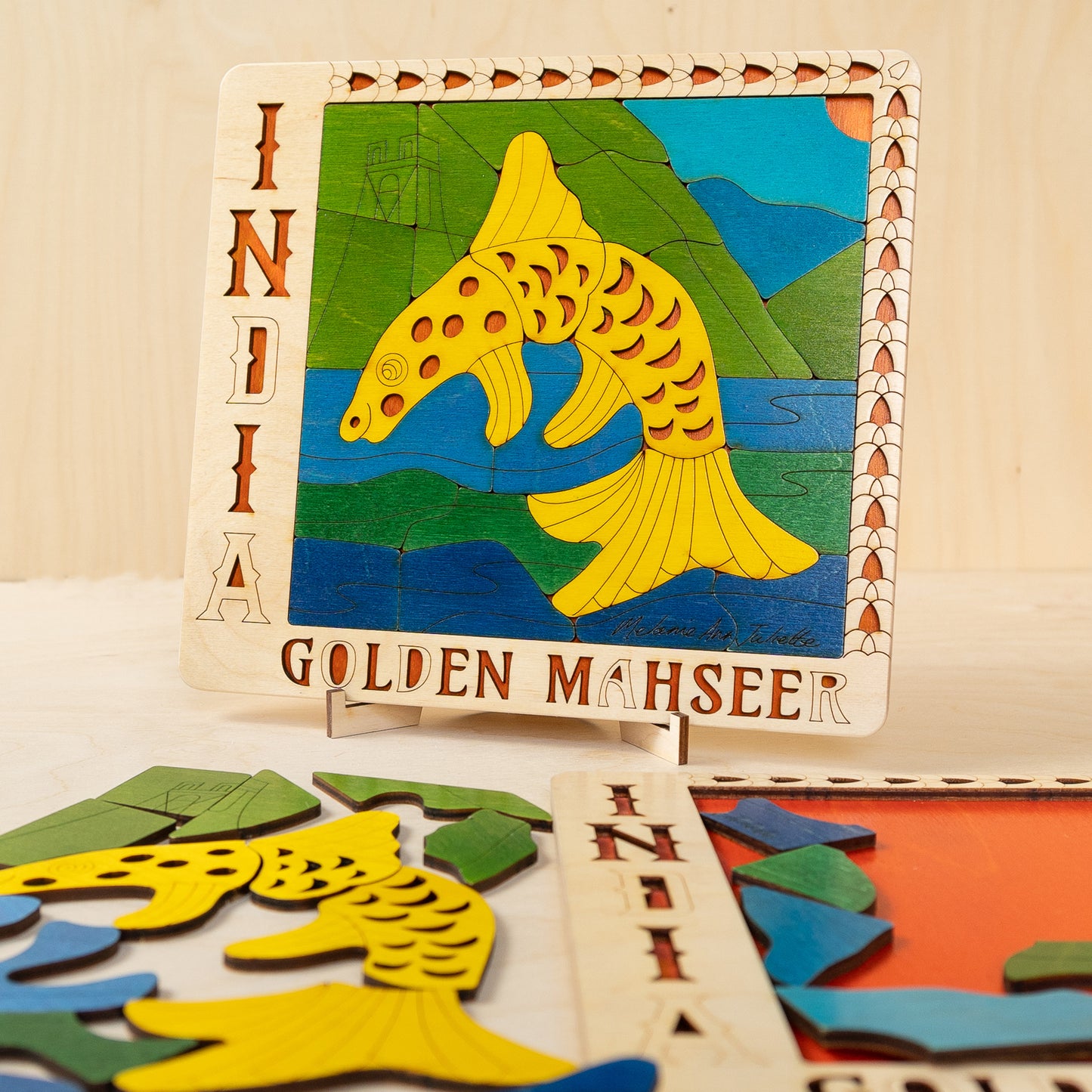 Wooden Golden Masheer Puzzle Board