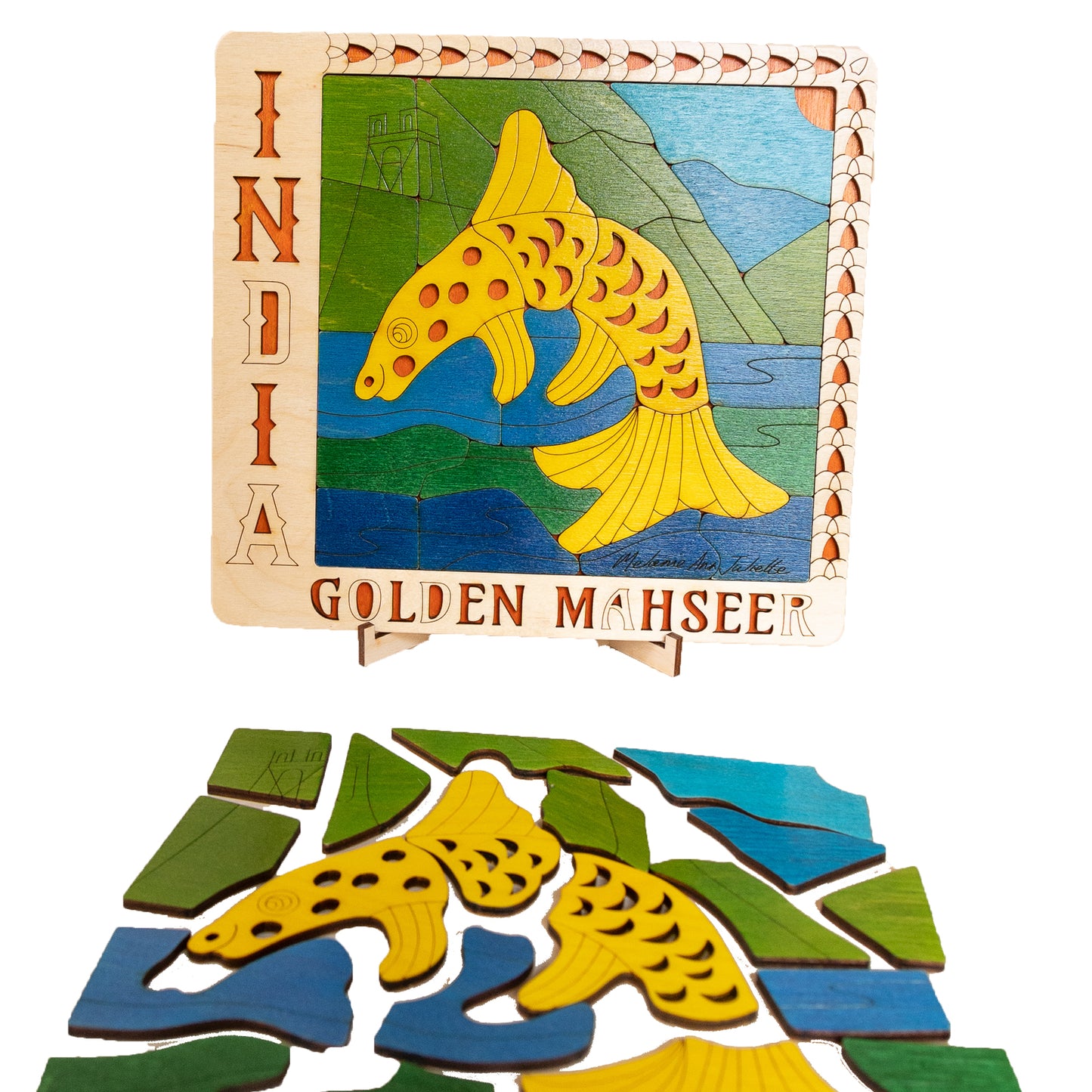 Wooden Golden Masheer Puzzle Board